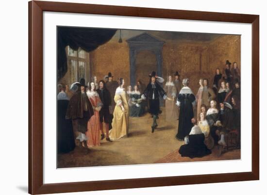 Interior with a Music Party and an Elegant Couple Dancing-Hieronymus Janssens-Framed Giclee Print