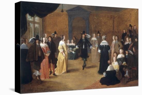 Interior with a Music Party and an Elegant Couple Dancing-Hieronymus Janssens-Stretched Canvas