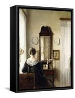 Interior with a Seated Woman by a Window-Carl Holsoe-Framed Stretched Canvas
