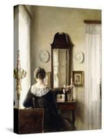 Interior with a Seated Woman by a Window-Carl Holsoe-Stretched Canvas