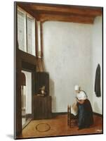 Interior with a Woman Combing a Little Girl's Hair, C.1662 (Oil on Oak Panel)-Jacobus Vrel or Frel-Mounted Giclee Print