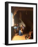 Interior with a Woman Eating Porridge-Gerard Dou-Framed Giclee Print