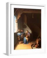 Interior with a Woman Eating Porridge-Gerard Dou-Framed Giclee Print