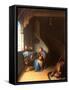 Interior with a Woman Eating Porridge-Gerard Dou-Framed Stretched Canvas