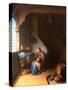 Interior with a Woman Eating Porridge-Gerard Dou-Stretched Canvas