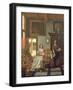 Interior with a Woman Knitting, a Serving Woman and a Child-Pieter de Hooch-Framed Giclee Print