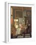 Interior with a Woman Knitting, a Serving Woman and a Child-Pieter de Hooch-Framed Giclee Print