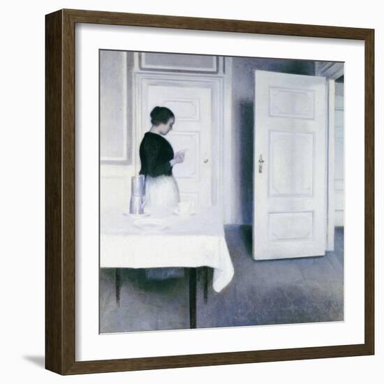 Interior with a Woman Reading a Letter, Strandgade 30-Vilhelm Hammershoi-Framed Giclee Print