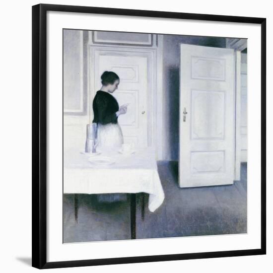 Interior with a Woman Reading a Letter, Strandgade 30-Vilhelm Hammershoi-Framed Giclee Print