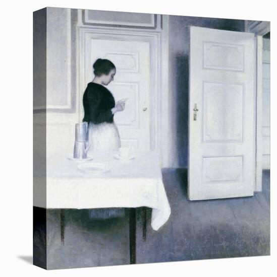 Interior with a Woman Reading a Letter, Strandgade 30-Vilhelm Hammershoi-Stretched Canvas