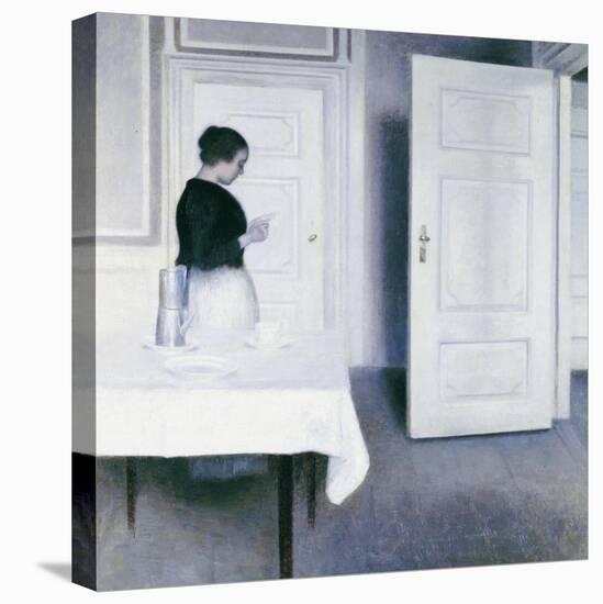 Interior with a Woman Reading a Letter, Strandgade 30-Vilhelm Hammershoi-Stretched Canvas