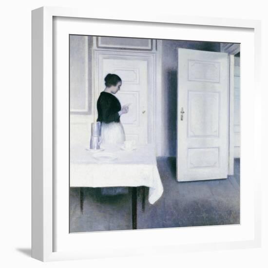 Interior with a Woman Reading a Letter, Strandgade 30-Vilhelm Hammershoi-Framed Giclee Print