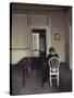 Interior with a Woman Seated on a White Chair-Vilhelm Hammershoi-Stretched Canvas