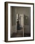 Interior with a woman standing-Vilhelm Hammershoi-Framed Giclee Print