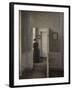 Interior with a woman standing-Vilhelm Hammershoi-Framed Giclee Print