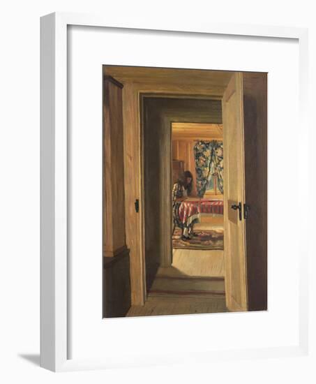 Interior with a Young Girl Writing; Interieur, Jeune Fille Ecrivant, 1905-Felix Edouard Vallotton-Framed Giclee Print