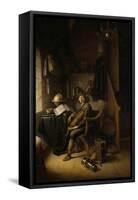 Interior with a Young Violinist, 1637 (Panel)-Gerrit Dou-Framed Stretched Canvas