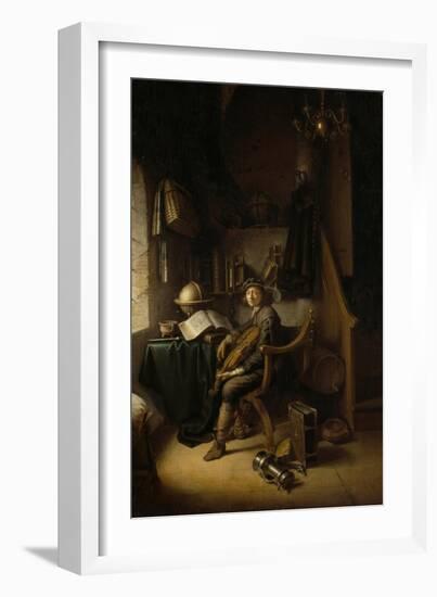 Interior with a Young Violinist, 1637 (Panel)-Gerrit Dou-Framed Giclee Print