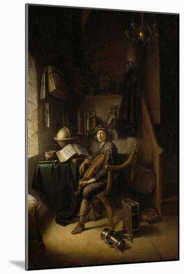 Interior with a Young Violinist, 1637 (Panel)-Gerrit Dou-Mounted Giclee Print