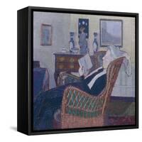 Interior with Artist's Mother 1917-18 (Oil on Canvas)-Harold Gilman-Framed Stretched Canvas