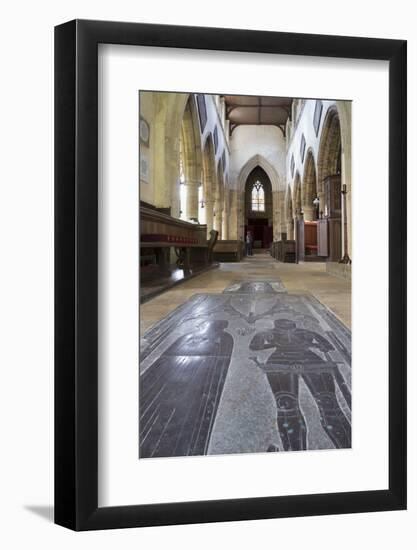 Interior with Brasses, St Michaels Church, Great Tew, Oxfordshire, England, United Kingdom-Nick Servian-Framed Photographic Print