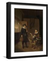 Interior with Fisherman and Man Beside a Bobbin and Spool-Quiringh Gerritsz van Brekelenkam-Framed Art Print