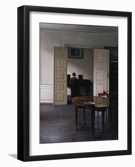 Interior with Ida Playing the Piano-Vilhelm Hammershoi-Framed Giclee Print