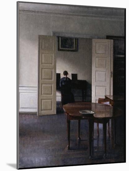 Interior with Ida Playing the Piano-Vilhelm Hammershoi-Mounted Giclee Print