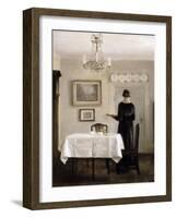 Interior with Lady Carrying Tray,C.1905-Carl Holsoe-Framed Giclee Print