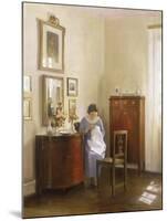 Interior with Lady Sewing, c.1910-Carl Holsoe-Mounted Giclee Print