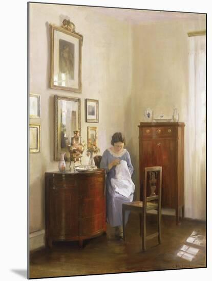 Interior with Lady Sewing, c.1910-Carl Holsoe-Mounted Giclee Print