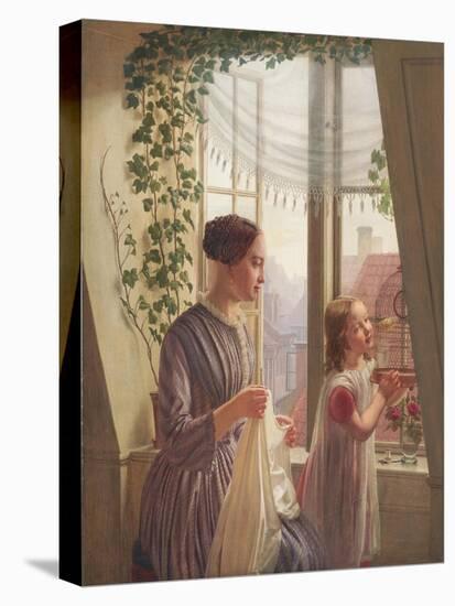 Interior with mother and daughter by a window, 1853-Ludvig August Smith-Stretched Canvas