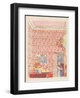 Interior with Pink Wallpaper I, from the series Paysages et Intérieurs, 1899-Edouard Vuillard-Framed Giclee Print