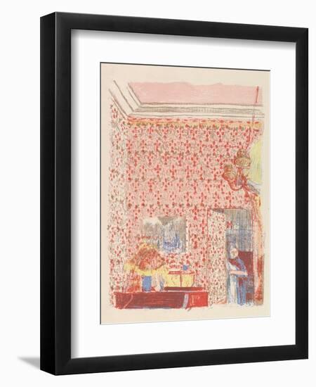Interior with Pink Wallpaper I, from the series Paysages et Intérieurs, 1899-Edouard Vuillard-Framed Giclee Print
