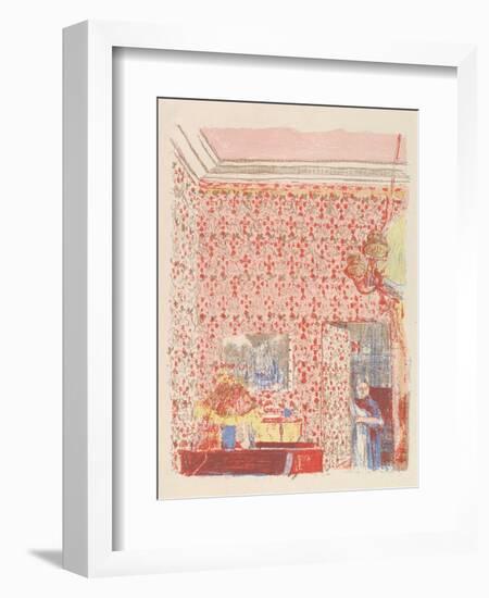 Interior with Pink Wallpaper I, from the series Paysages et Intérieurs, 1899-Edouard Vuillard-Framed Giclee Print