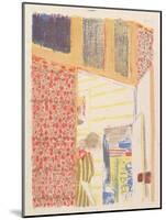 Interior with Pink Wallpaper III, from the series Landscapes and Interiors, 1899-Edouard Vuillard-Mounted Giclee Print