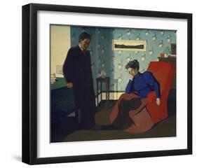 Interior With Red Armchair and Figures-Félix Vallotton-Framed Giclee Print