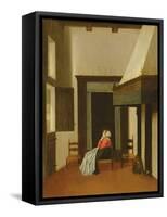 Interior with Seated Woman, C.1660-Jacobus Vrel-Framed Stretched Canvas