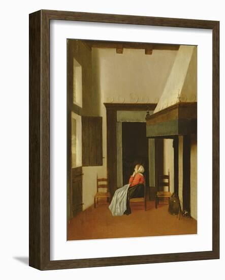 Interior with Seated Woman, C.1660-Jacobus Vrel-Framed Giclee Print