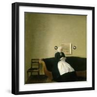 Interior with the Artist's Mother, 1889-Vilhelm Hammershoi-Framed Giclee Print