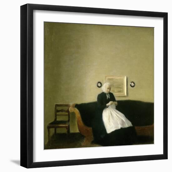 Interior with the Artist's Mother, 1889-Vilhelm Hammershoi-Framed Giclee Print