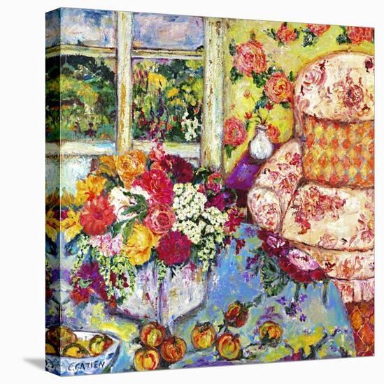 Interior with Toile Chair-Cynthia Gatien-Stretched Canvas