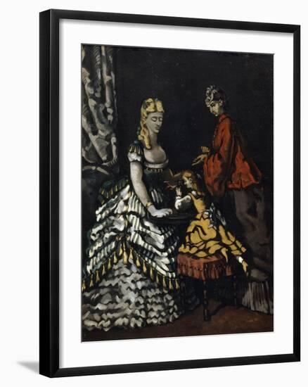 Interior with Two Women and a Child, C1861-Paul Cézanne-Framed Giclee Print