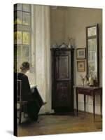 Interior with Woman Reading-Carl Holsoe-Stretched Canvas