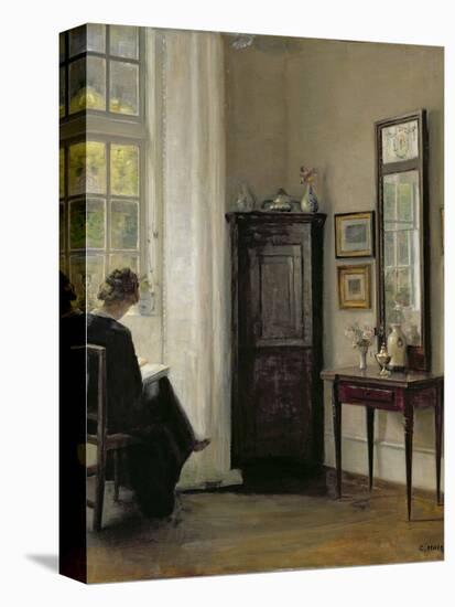 Interior with Woman Reading-Carl Holsoe-Stretched Canvas