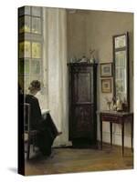 Interior with Woman Reading-Carl Holsoe-Stretched Canvas