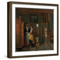 Interior with Women Beside a Linen Chest, 1663-Pieter de Hooch-Framed Giclee Print