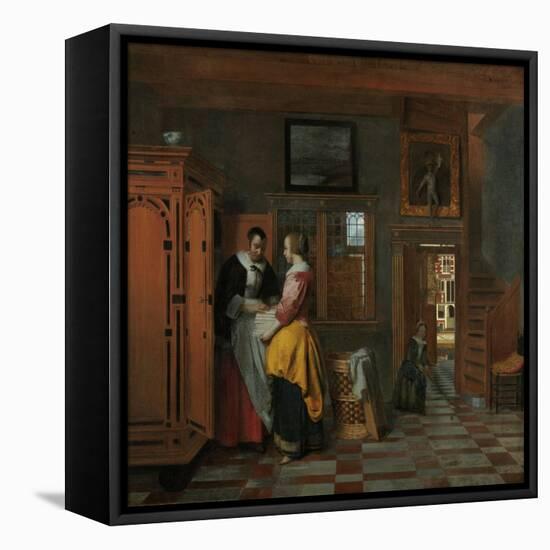 Interior with Women Beside a Linen Cupboard, 1663-Pieter de Hooch-Framed Stretched Canvas