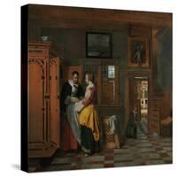 Interior with Women Beside a Linen Cupboard, 1663-Pieter de Hooch-Stretched Canvas