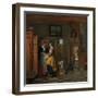 Interior with Women Beside a Linen Cupboard-Pieter de Hooch-Framed Art Print